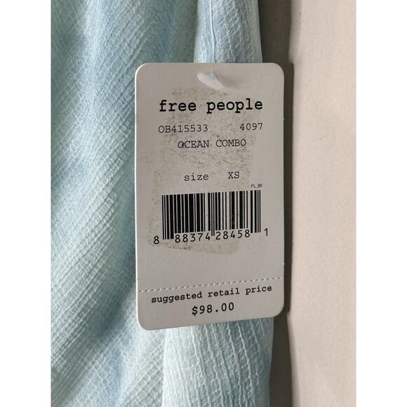 Free People Sea Wrap Tank Top Ocean Blue Chiffon Layered Asymmetrical Women's XS - Picture 4 of 11